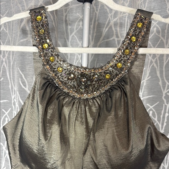 R&M RICHARDS SILVER HALTER GOWN SIZE 16 – BEADED NECKLINE - Picture 4 of 12